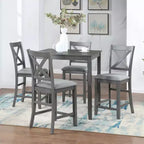 sumyeg 5 Piece Square Counter Height Dining Table Set with 4 Upholstered Chairs