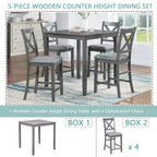 sumyeg 5 Piece Square Counter Height Dining Table Set with 4 Upholstered Chairs