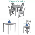 sumyeg 5 Piece Square Counter Height Dining Table Set with 4 Upholstered Chairs