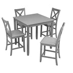 sumyeg 5 Piece Square Counter Height Dining Table Set with 4 Upholstered Chairs