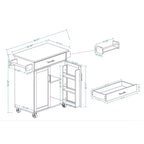 sumyeg Carrello da Cucina con Cassetto, Armadietto, Scaffale e Piano in Legno di Gomma