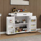 sumyeg Carrello da Cucina con Cassetto, Armadietto, Scaffale e Piano in Legno di Gomma