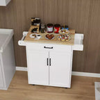 sumyeg Carrello da Cucina con Cassetto, Armadietto, Scaffale e Piano in Legno di Gomma
