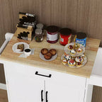 sumyeg Carrello da Cucina con Cassetto, Armadietto, Scaffale e Piano in Legno di Gomma