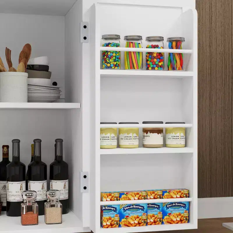 sumyeg Carrello da Cucina con Cassetto, Armadietto, Scaffale e Piano in Legno di Gomma