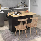 sumyeg Isola da Cucina Mobile con Piano in Legno Massello, Barra a Ribalta, Ruote Bloccabili, Mobile Contenitore, Portaspezie, Portasciugamani e Cassetto, 133,9 cm