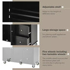 sumyeg Isola da Cucina Mobile con Piano in Legno Massello, Barra a Ribalta, Ruote Bloccabili, Mobile Contenitore, Portaspezie, Portasciugamani e Cassetto, 133,9 cm