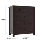Fluted Dresser. 5-Drawer Tall Chest w/ Gold Metal Handles & Legs. Storage Organizer