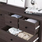 Fluted Dresser. 5-Drawer Tall Chest w/ Gold Metal Handles & Legs. Storage Organizer