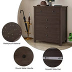 Fluted Dresser. 5-Drawer Tall Chest w/ Gold Metal Handles & Legs. Storage Organizer