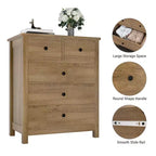 Fluted Dresser. 5-Drawer Tall Chest w/ Gold Metal Handles & Legs. Storage Organizer