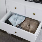 Fluted Dresser. 5-Drawer Tall Chest w/ Gold Metal Handles & Legs. Storage Organizer