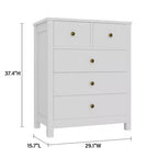 Fluted Dresser. 5-Drawer Tall Chest w/ Gold Metal Handles & Legs. Storage Organizer