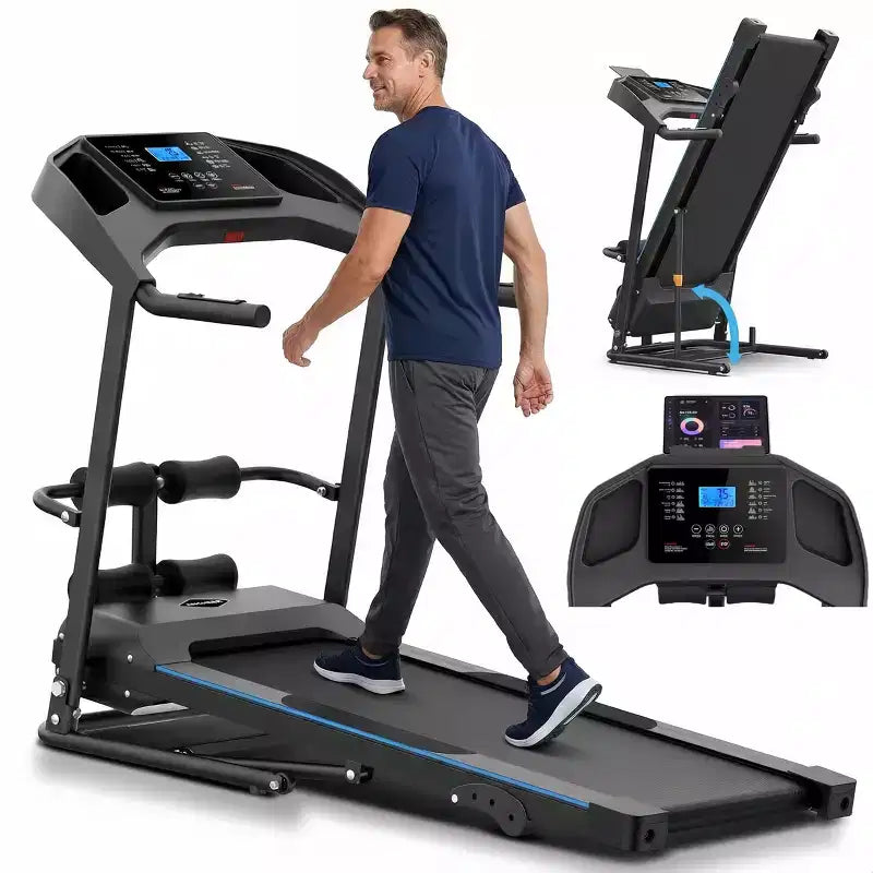 HOMDOX 2026 Tapis Roulant Pieghevole 3.5HP Potenziato con Panca per Addominali | Inclinazione/Capacità 159 kg | Smart LCD-Display Grasso Corporeo/Frequenza Cardiaca Attrezzatura per Esercizi Multifunzione