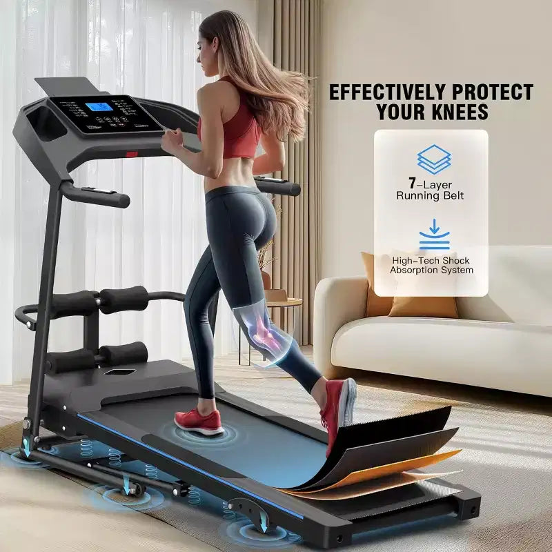 HOMDOX 2026 Tapis Roulant Pieghevole 3.5HP Potenziato con Panca per Addominali | Inclinazione/Capacità 159 kg | Smart LCD-Display Grasso Corporeo/Frequenza Cardiaca Attrezzatura per Esercizi Multifunzione