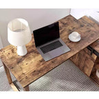 TUYOHW 47.25 L-Shaped Desk,Workstation with Sliding Barn Door Credenza,Reversible Home Office Desk,Finished Back Floating Workstation