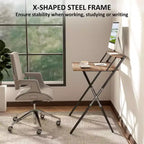 TUYOHW Foldable Study Desk,Folding Computer Desk with Monitor Shelf,X-Shaped Steel Frame,Writing Desk for Home Office,Study,Small Spaces
