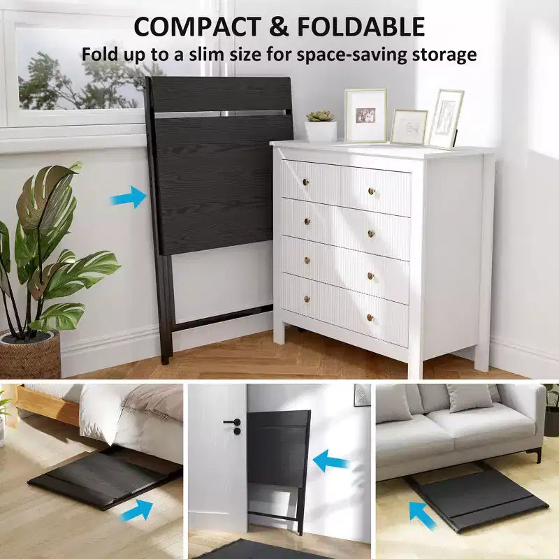 TUYOHW Foldable Study Desk,Folding Computer Desk with Monitor Shelf,X-Shaped Steel Frame,Writing Desk for Home Office,Study,Small Spaces