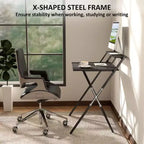 TUYOHW Foldable Study Desk,Folding Computer Desk with Monitor Shelf,X-Shaped Steel Frame,Writing Desk for Home Office,Study,Small Spaces
