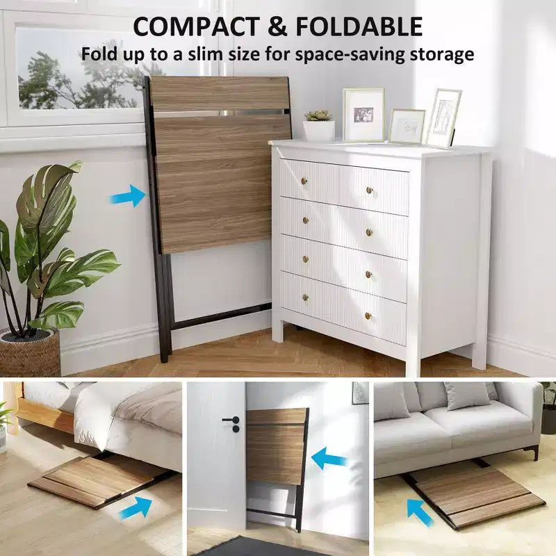 TUYOHW Foldable Study Desk,Folding Computer Desk with Monitor Shelf,X-Shaped Steel Frame,Writing Desk for Home Office,Study,Small Spaces
