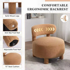 TUYOHW Poltrona Moderna Rotonda con Schienale Curvo, Sedia da Lettura Imbottita Spessa con Gambe in Legno, Accogliente Sedia da Salotto per Soggiorno, Camera da Letto