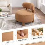TUYOHW Poltrona Moderna Rotonda con Schienale Curvo, Sedia da Lettura Imbottita Spessa con Gambe in Legno, Accogliente Sedia da Salotto per Soggiorno, Camera da Letto