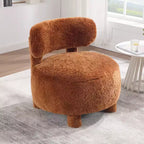 TUYOHW Poltrona Moderna Rotonda con Schienale Curvo, Sedia da Lettura Imbottita Spessa con Gambe in Legno, Accogliente Sedia da Salotto per Soggiorno, Camera da Letto
