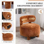 TUYOHW Poltrona Moderna Rotonda con Schienale Curvo, Sedia da Lettura Imbottita Spessa con Gambe in Legno, Accogliente Sedia da Salotto per Soggiorno, Camera da Letto