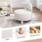 TUYOHW Poltrona Moderna Rotonda con Schienale Curvo, Sedia da Lettura Imbottita Spessa con Gambe in Legno, Accogliente Sedia da Salotto per Soggiorno, Camera da Letto