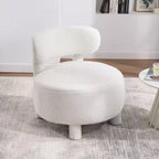 TUYOHW Poltrona Moderna Rotonda con Schienale Curvo, Sedia da Lettura Imbottita Spessa con Gambe in Legno, Accogliente Sedia da Salotto per Soggiorno, Camera da Letto