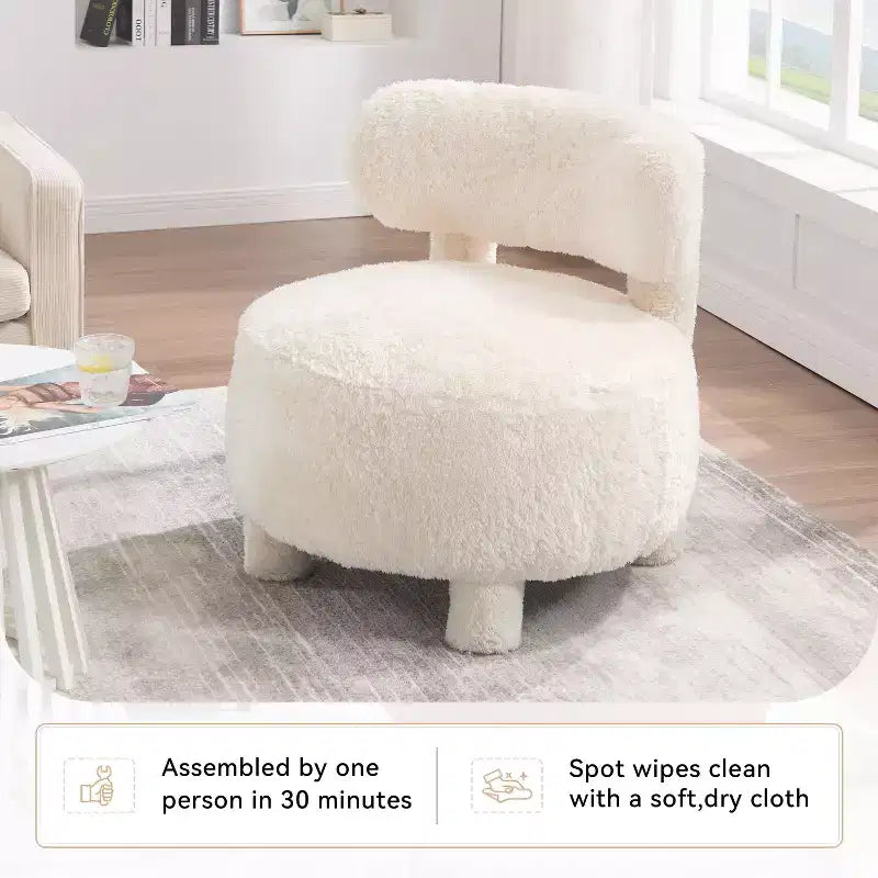 TUYOHW Poltrona Moderna Rotonda con Schienale Curvo, Sedia da Lettura Imbottita Spessa con Gambe in Legno, Accogliente Sedia da Salotto per Soggiorno, Camera da Letto