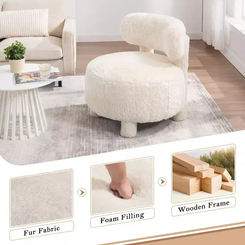 TUYOHW Poltrona Moderna Rotonda con Schienale Curvo, Sedia da Lettura Imbottita Spessa con Gambe in Legno, Accogliente Sedia da Salotto per Soggiorno, Camera da Letto