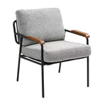 TUYOHW 23 Moderna Poltrona Accent con Braccioli in Legno Naturale, Sedia da Lettura Imbottita con Telaio in Metallo Nero, Poltrona per Soggiorno, Camera da Letto