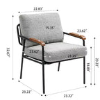 TUYOHW 23 Moderna Poltrona Accent con Braccioli in Legno Naturale, Sedia da Lettura Imbottita con Telaio in Metallo Nero, Poltrona per Soggiorno, Camera da Letto