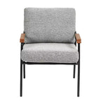 TUYOHW 23 Moderna Poltrona Accent con Braccioli in Legno Naturale, Sedia da Lettura Imbottita con Telaio in Metallo Nero, Poltrona per Soggiorno, Camera da Letto