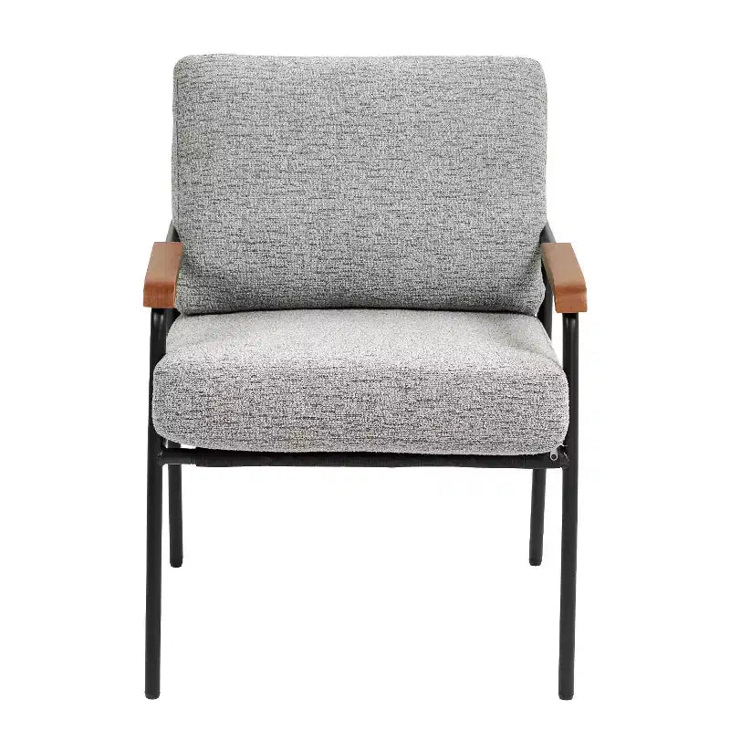 TUYOHW 23 Moderna Poltrona Accent con Braccioli in Legno Naturale, Sedia da Lettura Imbottita con Telaio in Metallo Nero, Poltrona per Soggiorno, Camera da Letto