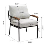TUYOHW 23 Moderna Poltrona Accent con Braccioli in Legno Naturale, Sedia da Lettura Imbottita con Telaio in Metallo Nero, Poltrona per Soggiorno, Camera da Letto