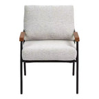 TUYOHW 23 Moderna Poltrona Accent con Braccioli in Legno Naturale, Sedia da Lettura Imbottita con Telaio in Metallo Nero, Poltrona per Soggiorno, Camera da Letto