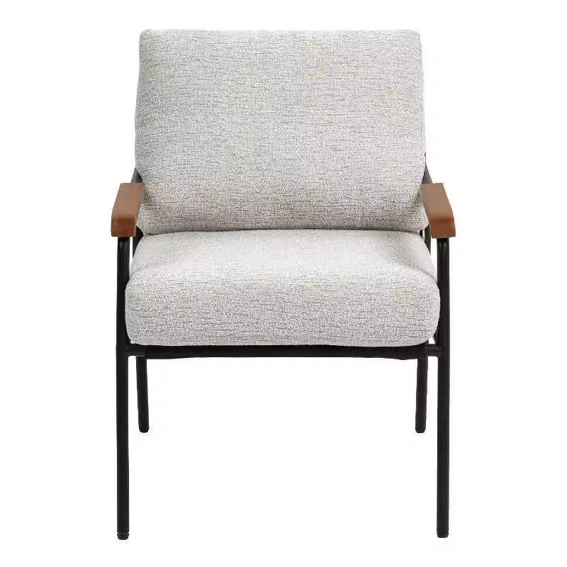 TUYOHW 23 Moderna Poltrona Accent con Braccioli in Legno Naturale, Sedia da Lettura Imbottita con Telaio in Metallo Nero, Poltrona per Soggiorno, Camera da Letto