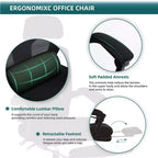 Sedia da ufficio ergonomica TUYOHW con poggiapiedi estraibile, sedia da gaming con cuscino di supporto lombare e braccioli imbottiti, sedia girevole per ufficio