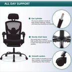 Sedia da ufficio ergonomica TUYOHW con poggiapiedi estraibile, sedia da gaming con cuscino di supporto lombare e braccioli imbottiti, sedia girevole per ufficio