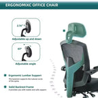 Sedia da ufficio ergonomica TUYOHW con poggiapiedi estraibile, sedia da gaming con cuscino di supporto lombare e braccioli imbottiti, sedia girevole per ufficio