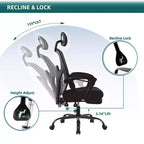 Sedia da ufficio ergonomica TUYOHW con poggiapiedi estraibile, sedia da gaming con cuscino di supporto lombare e braccioli imbottiti, sedia girevole per ufficio