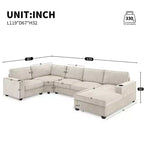 Divano sezionale a U a 6 posti in ciniglia Polibi con chaise longue oversize