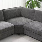Divano sezionale a U a 6 posti in ciniglia Polibi con chaise longue oversize