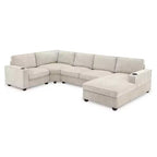 Divano sezionale a U a 6 posti in ciniglia Polibi con chaise longue oversize