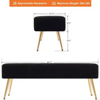 Furniliving Tufted Faux Shearling Upholstered Bench with Button Tufting & Metal Legs for Bedroom/Entryway/Hallway