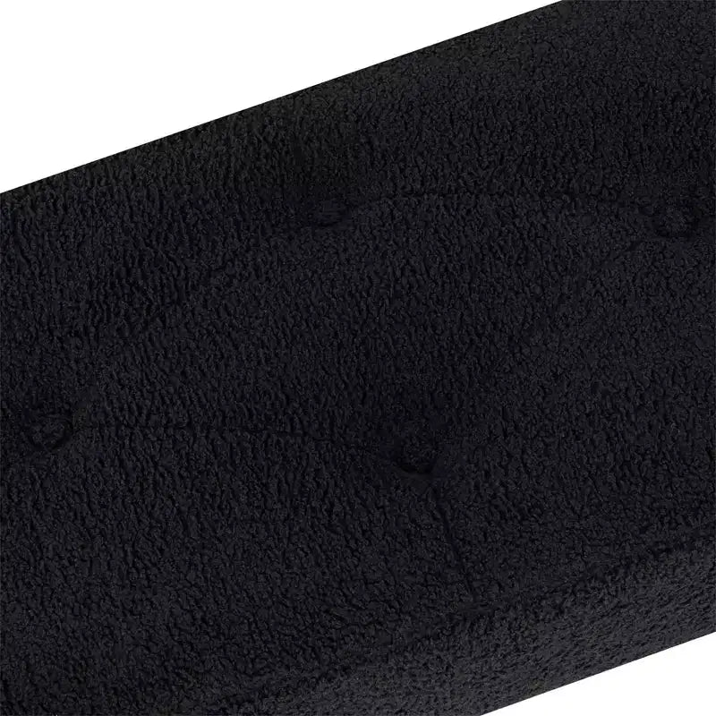 Furniliving Tufted Faux Shearling Upholstered Bench with Button Tufting & Metal Legs for Bedroom/Entryway/Hallway