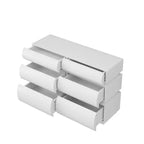 JVNOXK 43-inch 6-Drawer Bedroom Dresser, Handle-Free, Modern Style, Ample Storage Space, Suitable for Bedrooms and Living Rooms, White