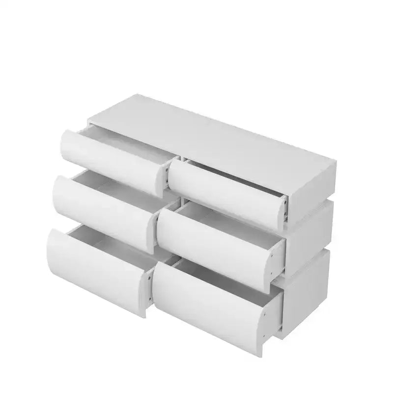 JVNOXK 43-inch 6-Drawer Bedroom Dresser, Handle-Free, Modern Style, Ample Storage Space, Suitable for Bedrooms and Living Rooms, White